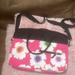 Floral Pink and Black Women's Bag